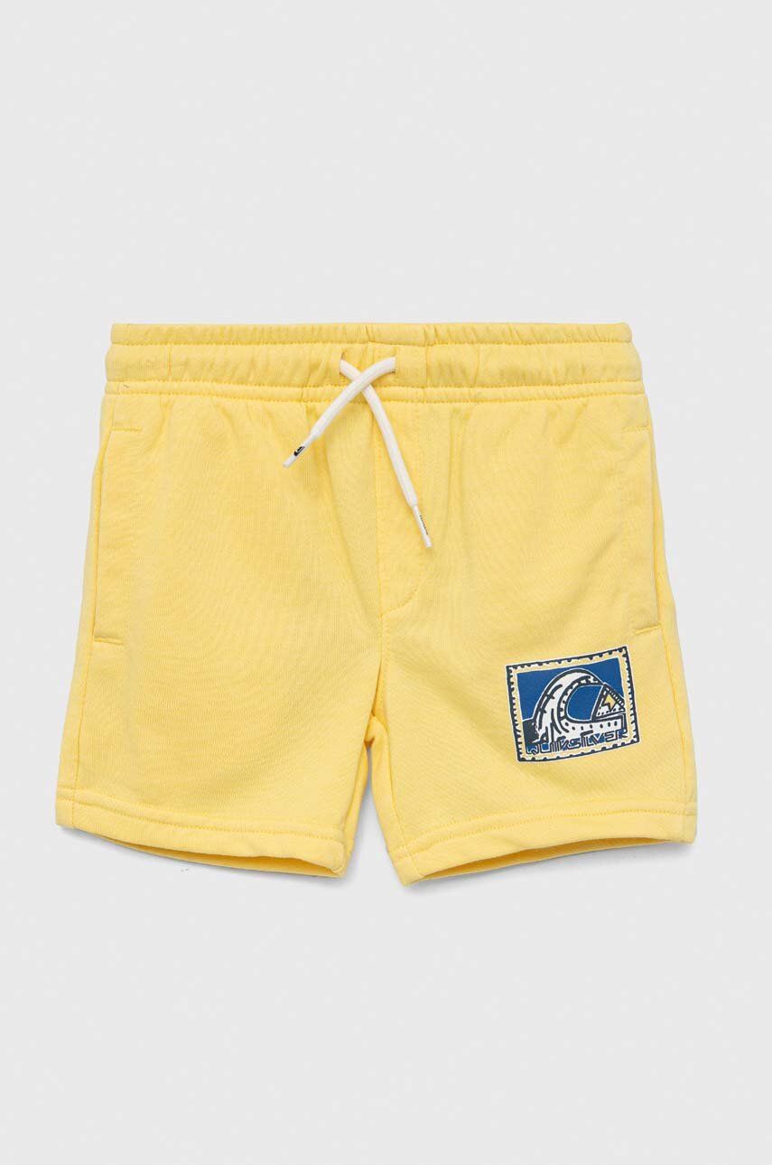 Quiksilver pantaloni scurti copii culoarea galben, talie reglabila