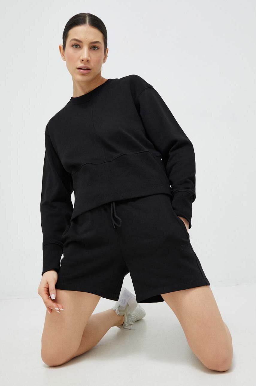 

Бавовняні шорти Dkny колір чорний однотонні висока посадка