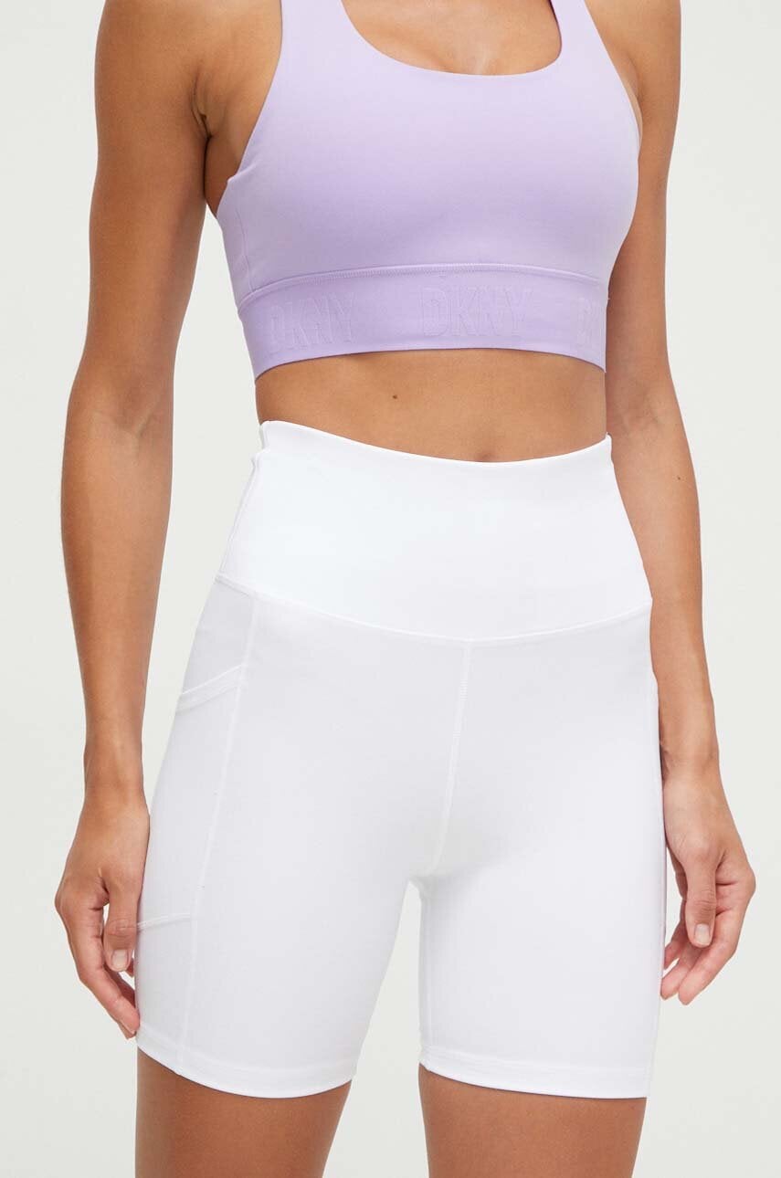 Levně Kraťasy Dkny dámské, bílá barva, hladké, high waist, DP2S5088