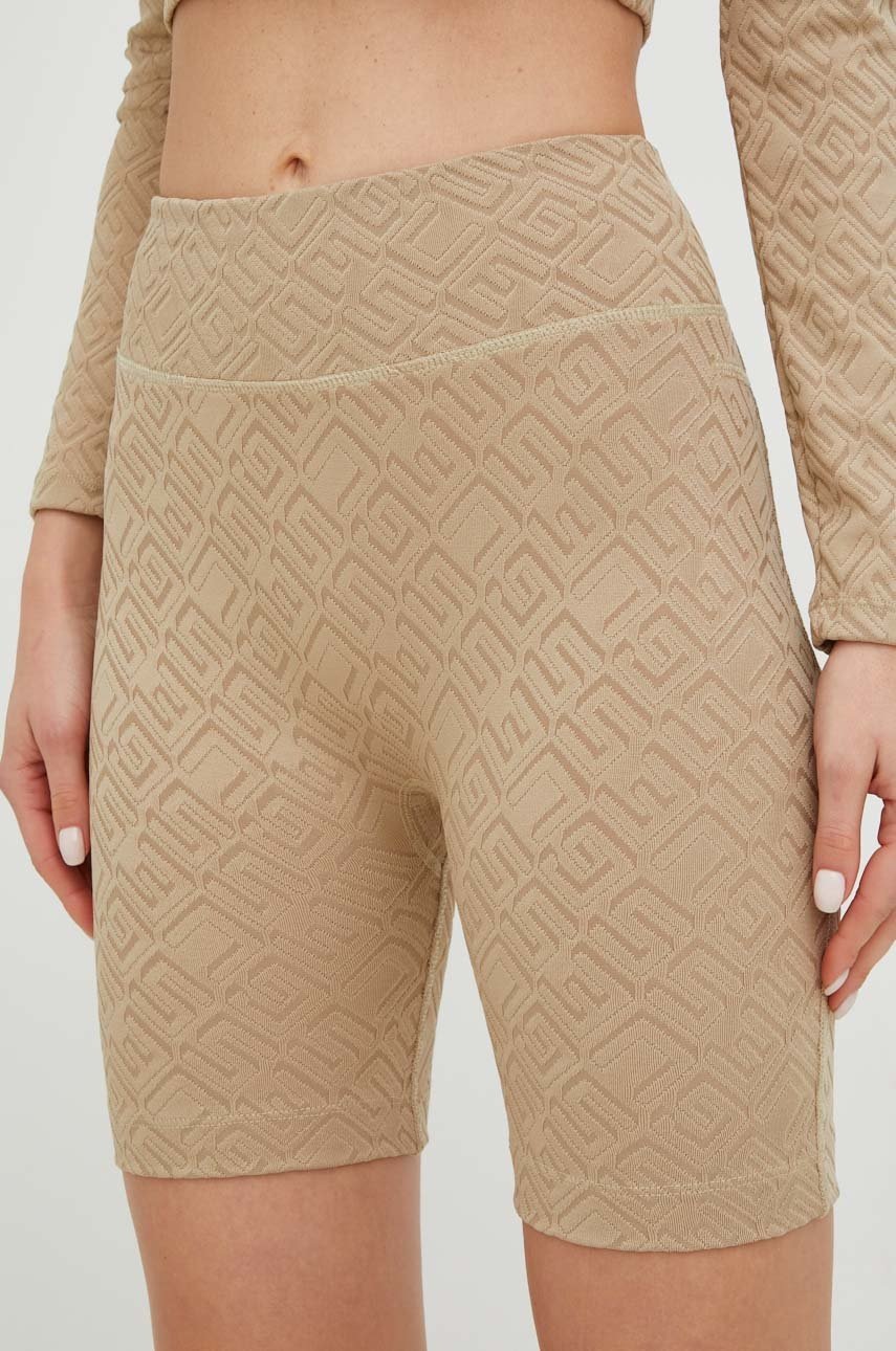 

Шорти Guess жіночі колір бежевий візерунок висока посадка