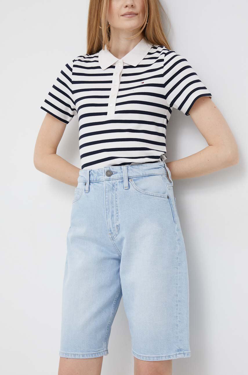 Levně Džínové šortky Calvin Klein dámské, hladké, high waist