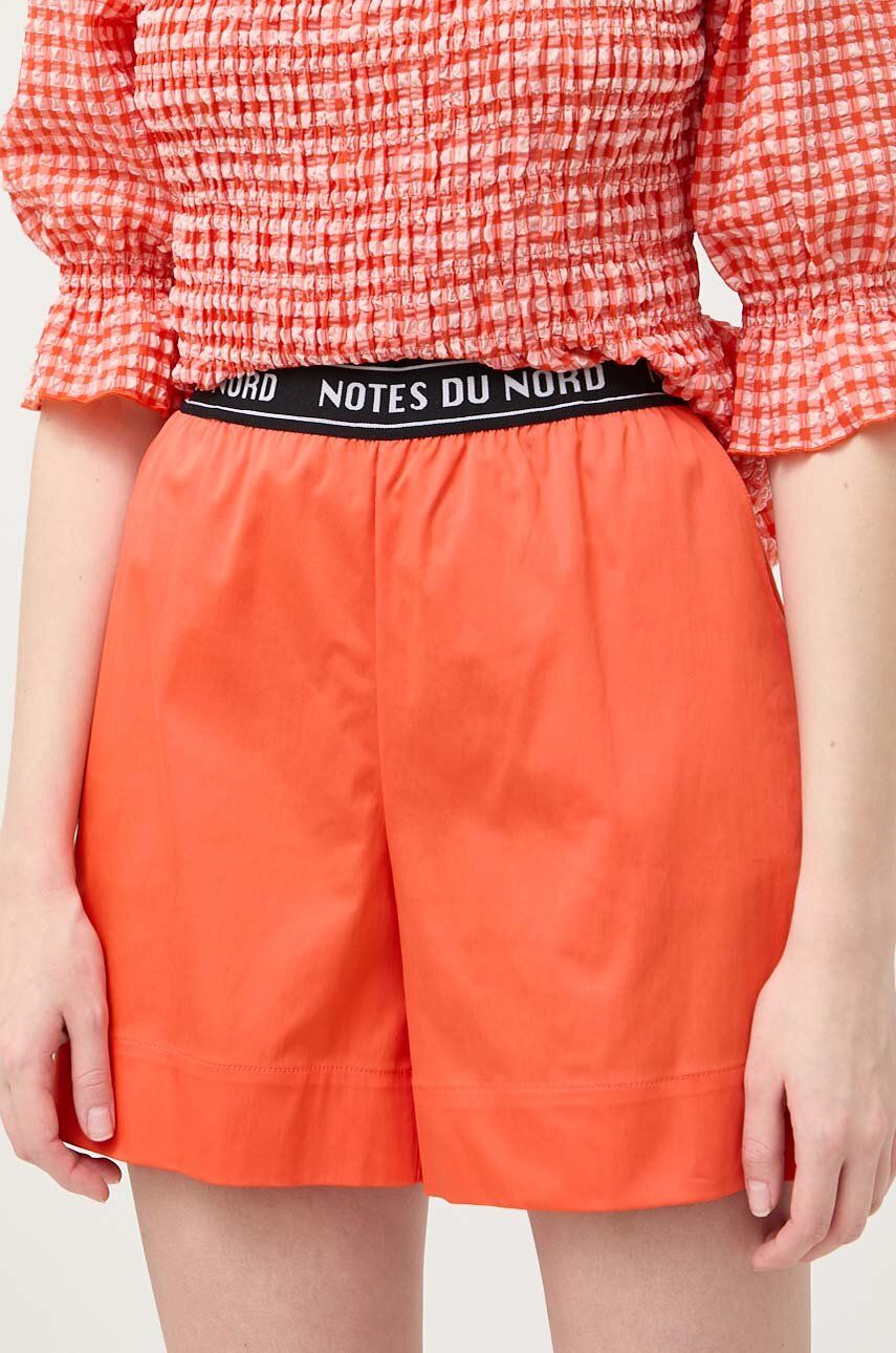 Kraťasy Notes du Nord dámské, oranžová barva, hladké, high waist - oranžová -  65 % Bavlna