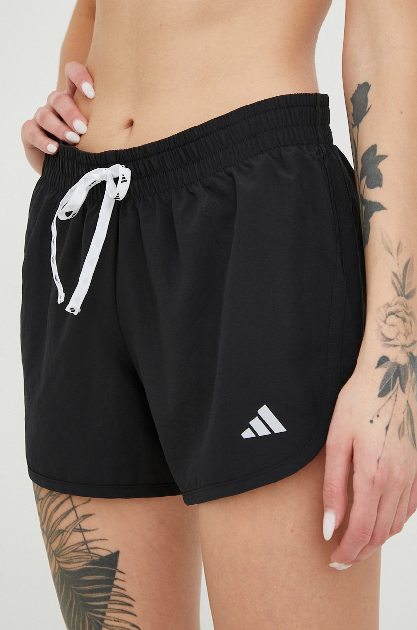 Adidas Performance Pantaloni Scurti De Alergare Run It Femei, Culoarea Negru, Neted, Medium Waist