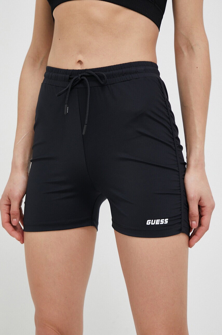 

Шорты Guess женские цвет чёрный однотонные высокая посадка