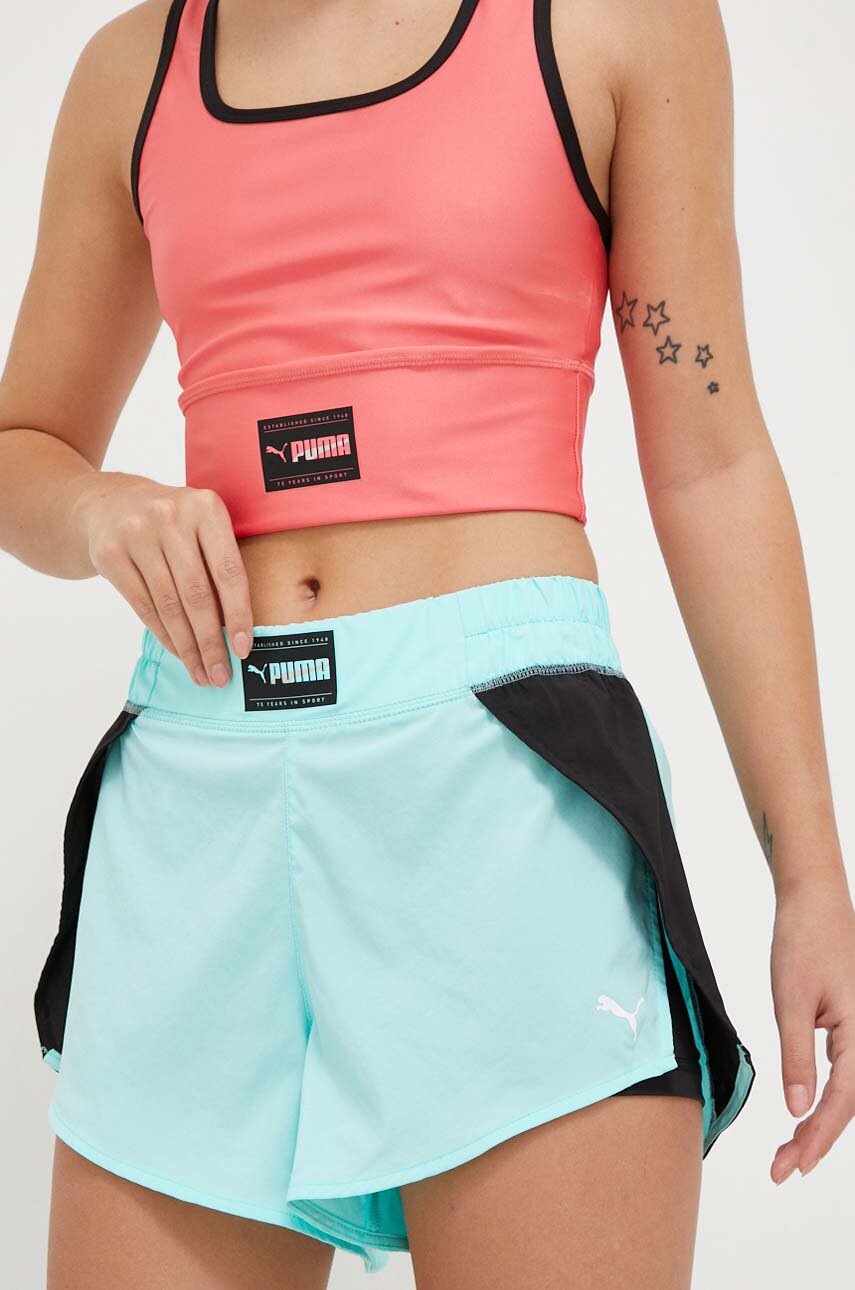

Тренировочные шорты Puma Fit Fashion Flow цвет бирюзовый с узором средняя посадка