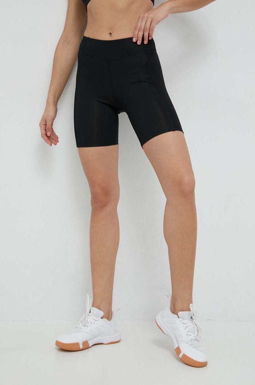 Levně Šortky na jógu Reebok černá barva, high waist