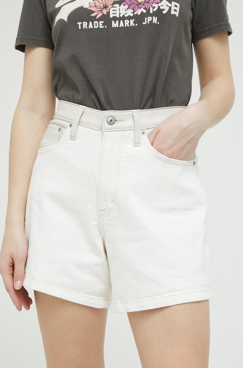 Τζιν σορτς Abercrombie & Fitch χρώμα: μπεζ φωτογραφία