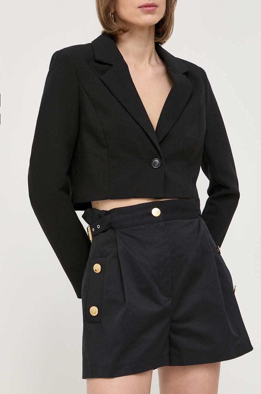 Elisabetta Franchi pantaloni scurti din bumbac culoarea negru, neted, high waist
