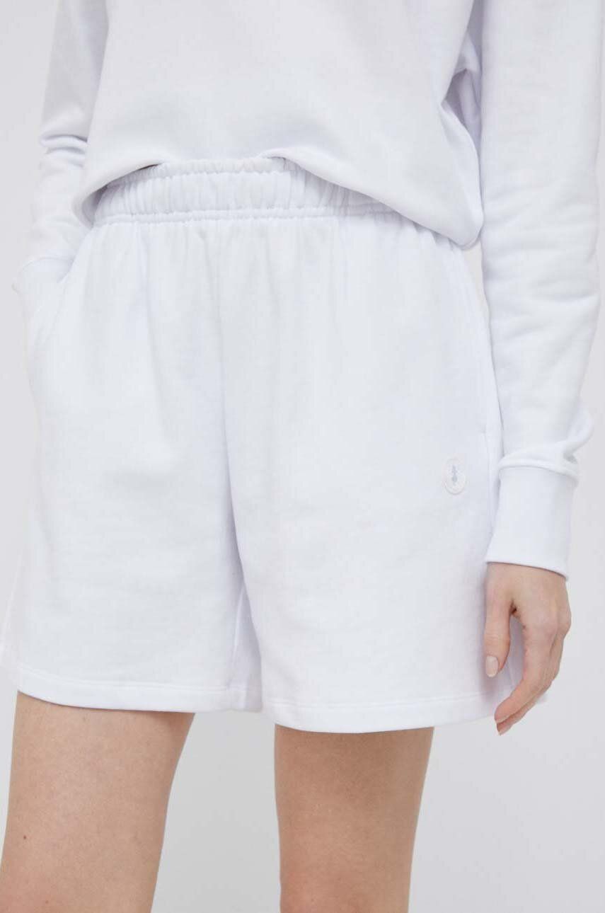 Bavlněné šortky Save The Duck bílá barva, hladké, high waist - bílá -  100 % Bavlna