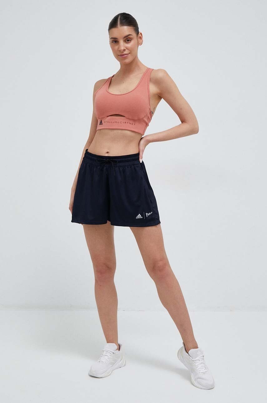 E-shop Běžecké šortky adidas Performance x Parley tmavomodrá barva, high waist