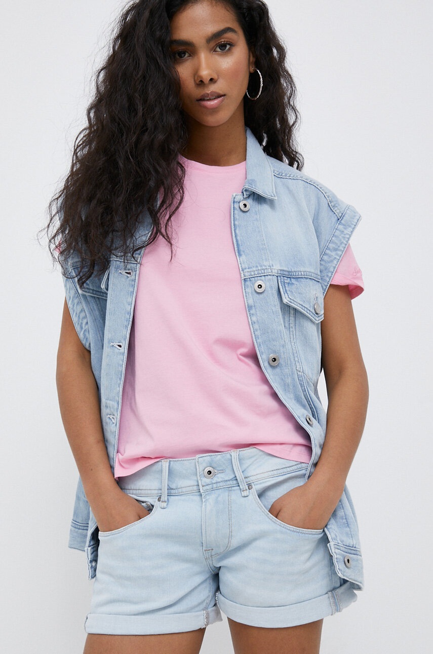 

Джинсовые шорты Pepe Jeans женские однотонные высокая посадка