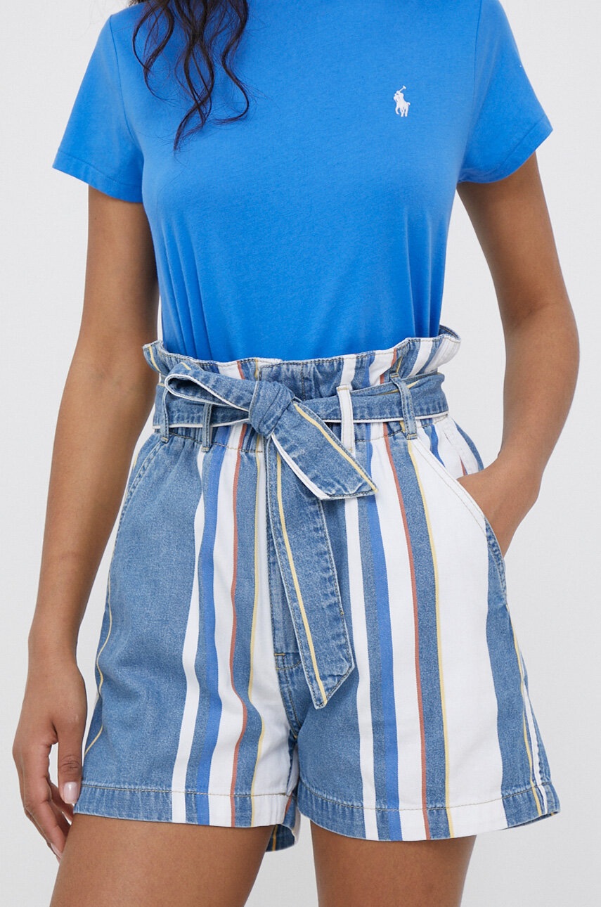 Levně Džínové šortky Pepe Jeans Phoebe Retro dámské, vzorované, high waist