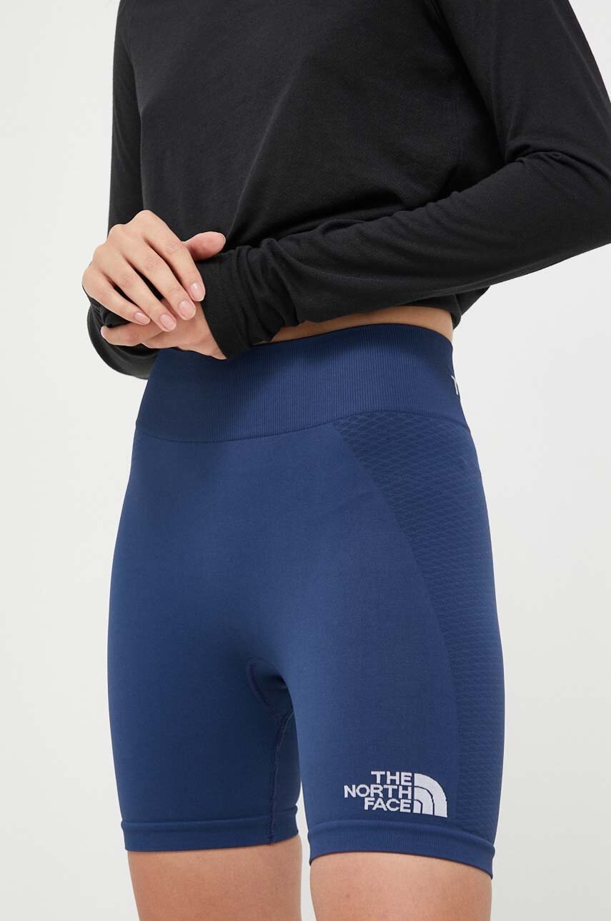 The North Face Pantaloni Scurti Sport Femei, Culoarea Albastru Marin, Neted, High Waist