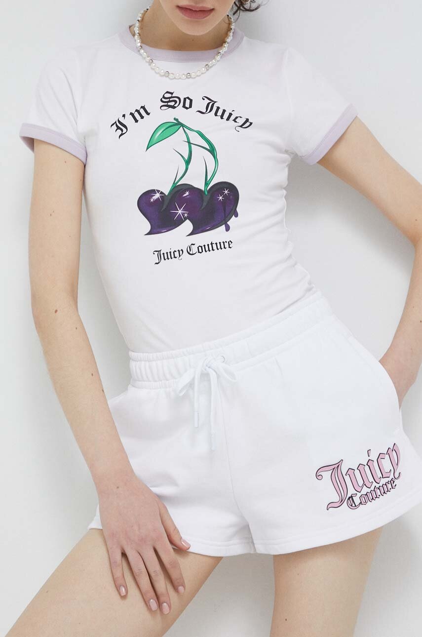 

Шорти Juicy Couture жіночі колір білий з принтом висока посадка