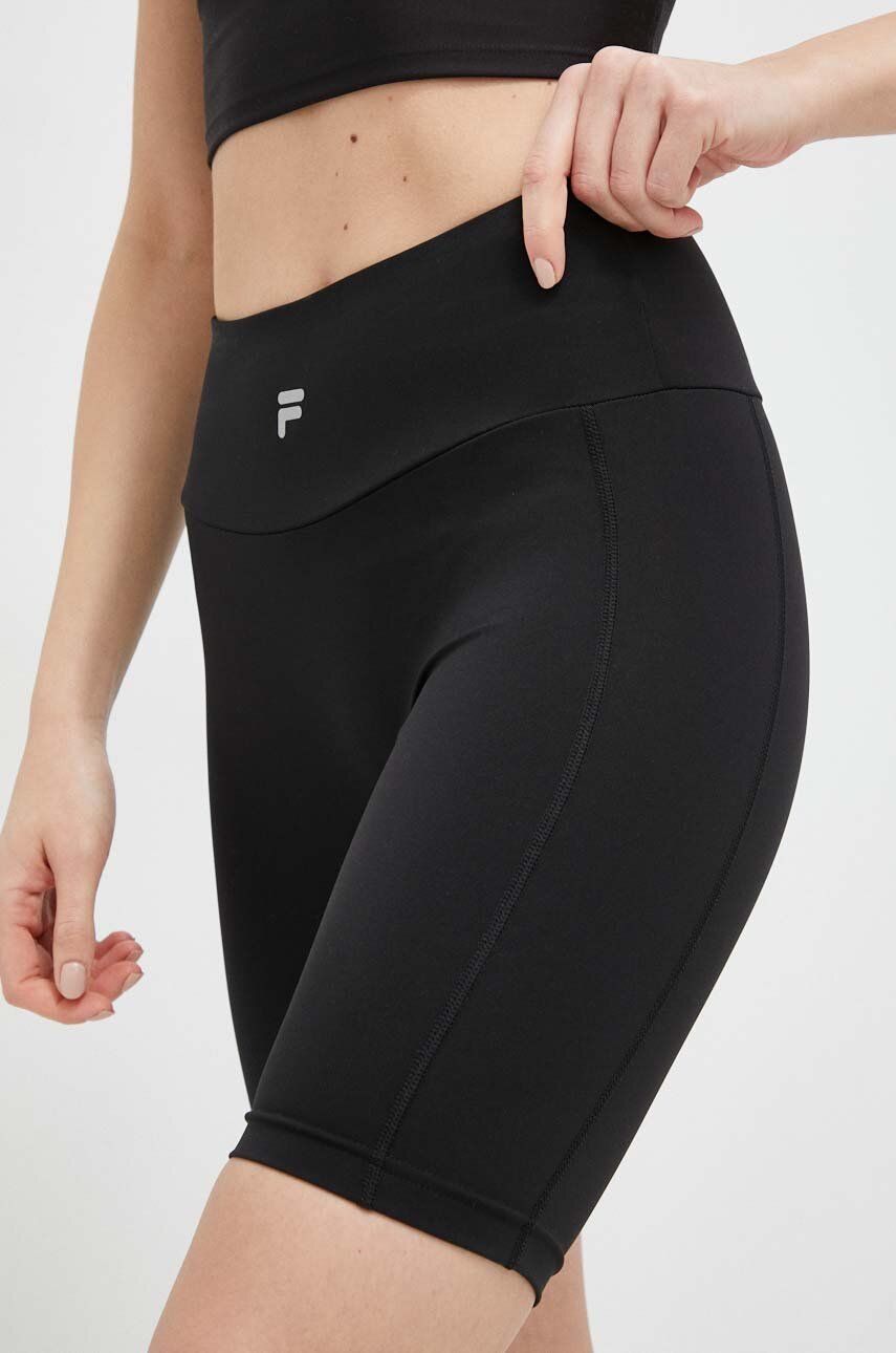 Fila pantaloni scurți de antrenament Rakanda culoarea negru, neted, high waist