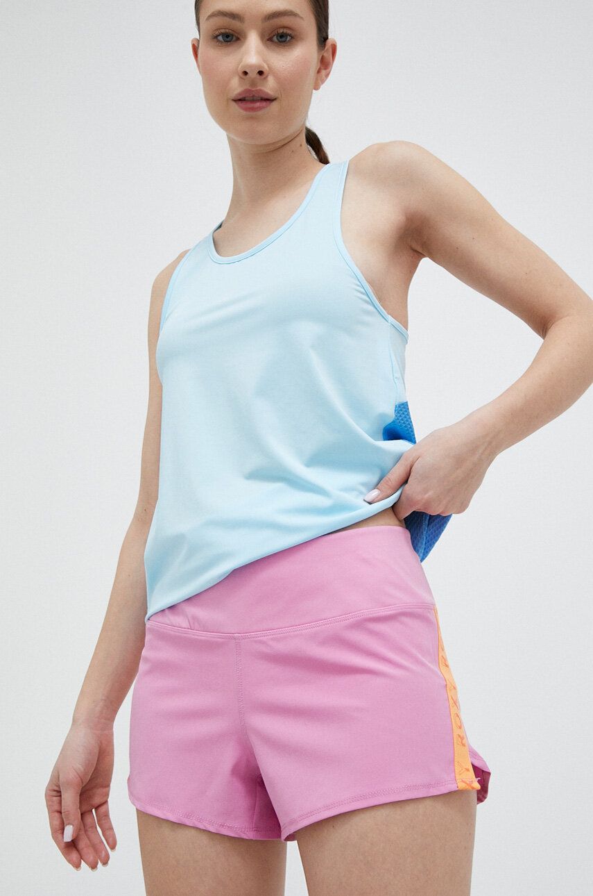 Levně Běžecké šortky Roxy Bold Moves růžová barva, s aplikací, medium waist