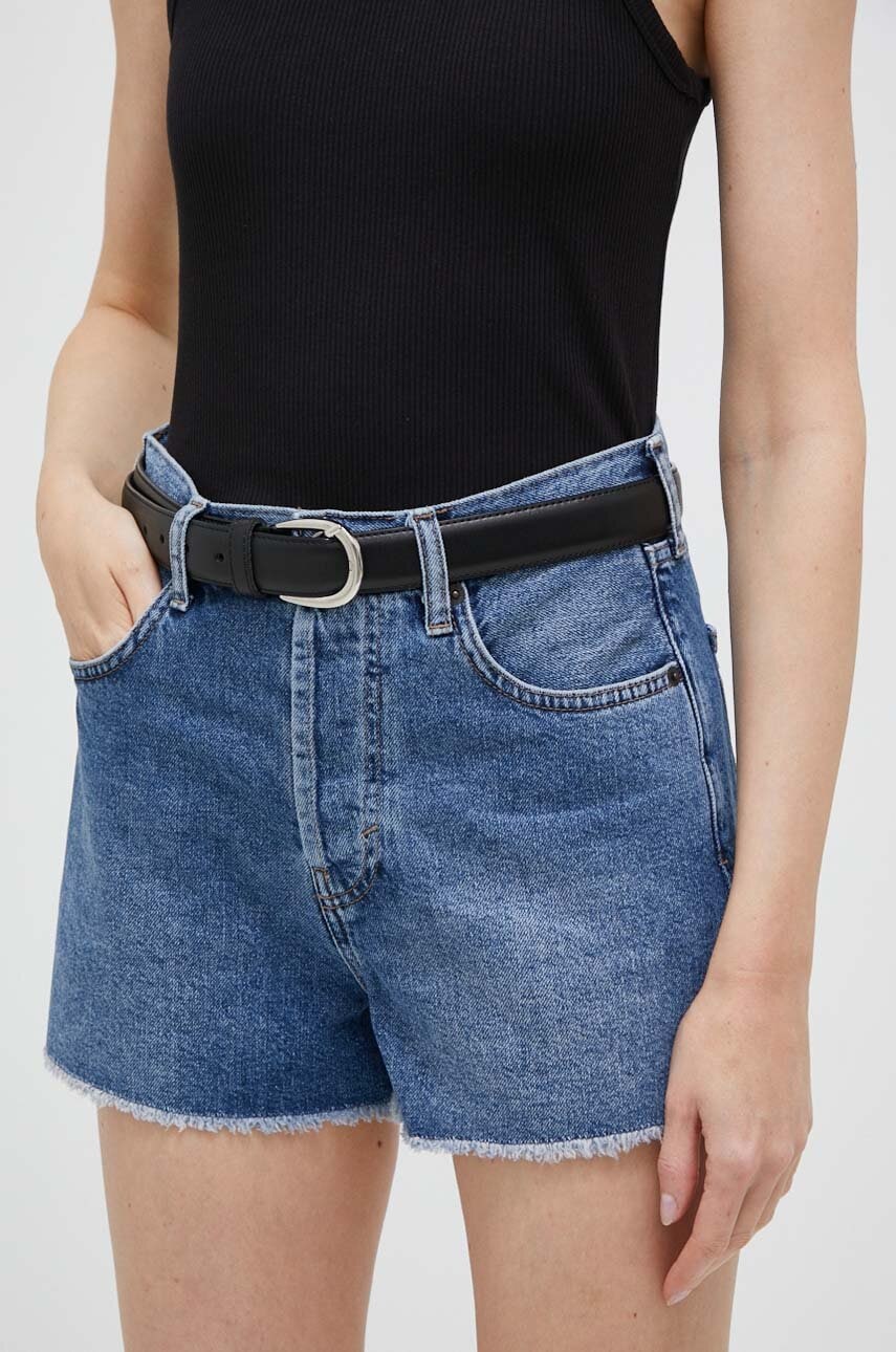 E-shop Bavlněné riflové kraťasy Sisley hladké, high waist