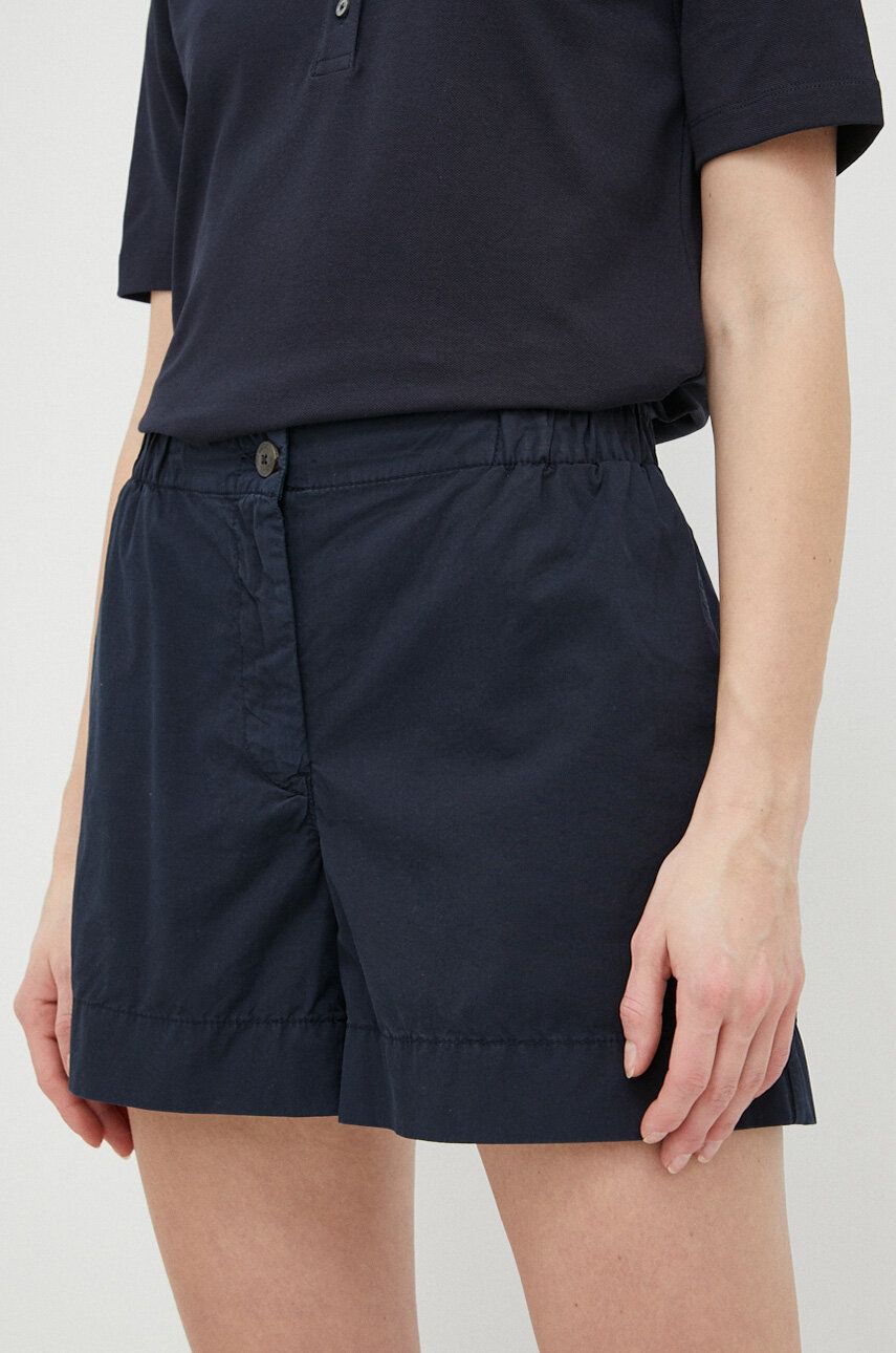 E-shop Bavlněné šortky Tommy Hilfiger tmavomodrá barva, hladké, high waist