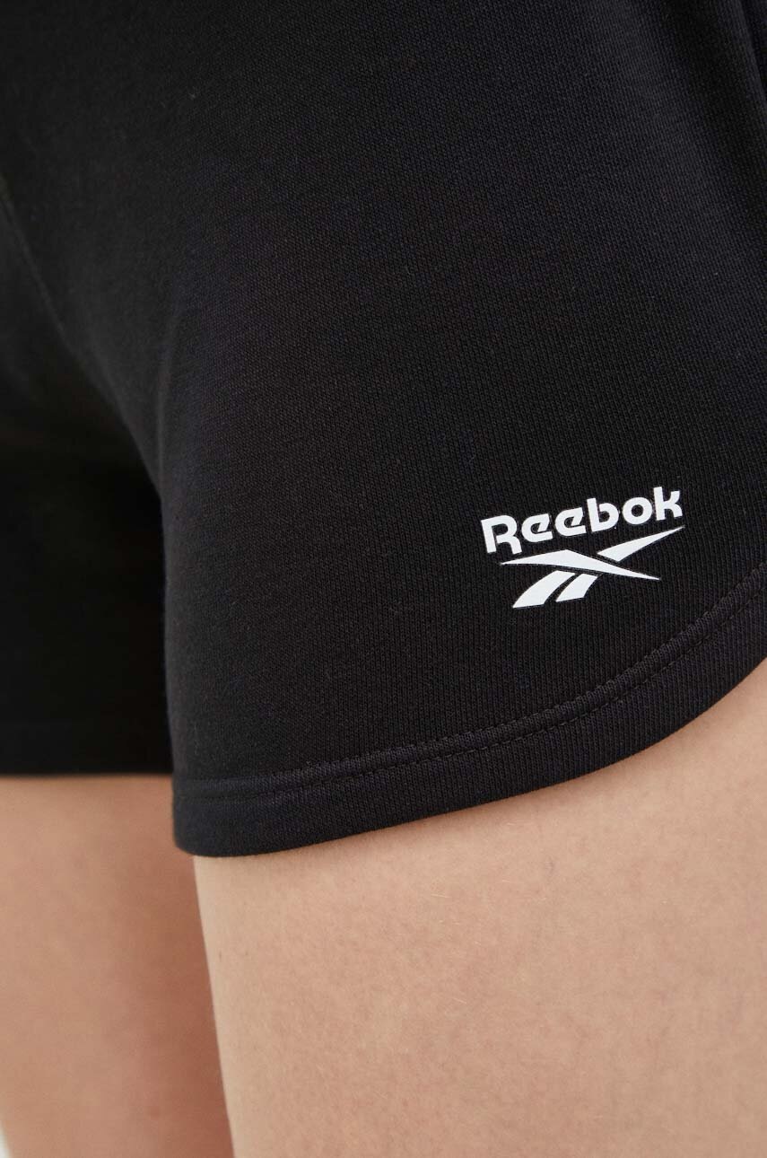 Шорти Reebok жіночі колір чорний однотонні висока посадка 