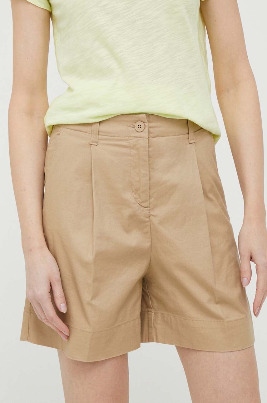 United Colors Of Benetton Pantaloni Scurti Femei, Culoarea Bej, Neted, High Waist