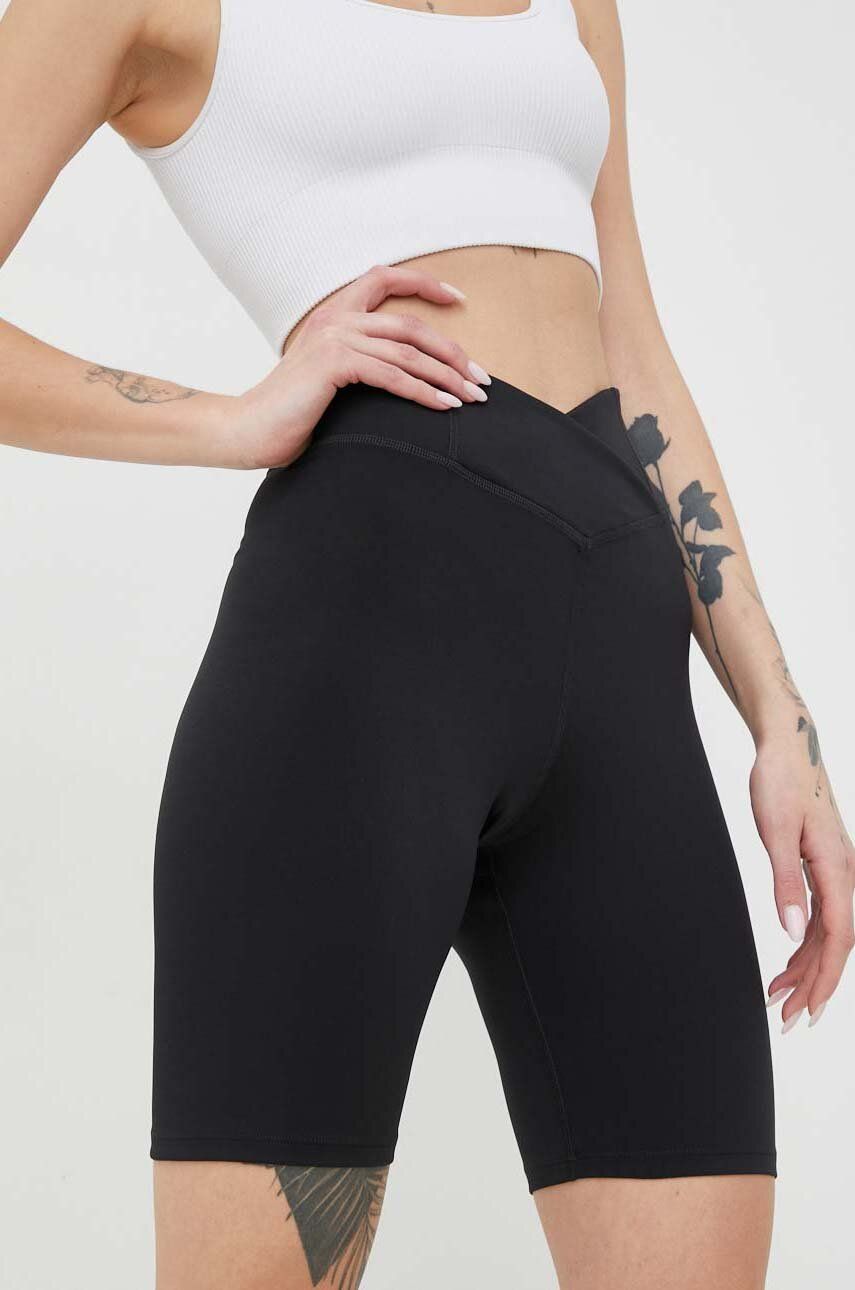 Reebok Pantaloni Scurti De Antrenament Workout Ready Basic Femei, Culoarea Negru, Neted, High Waist