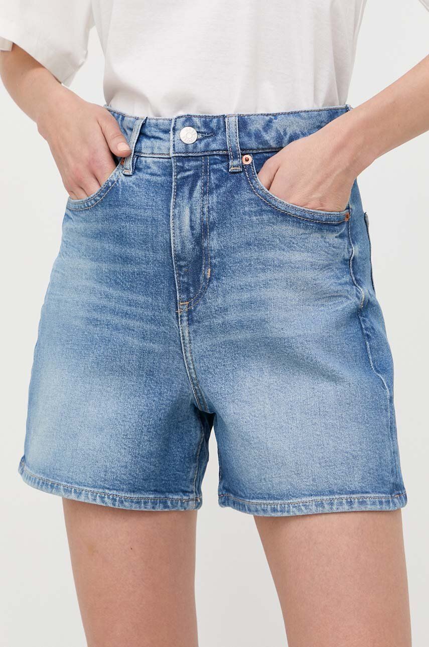 BOSS pantaloni scurti jeans femei, neted, high waist