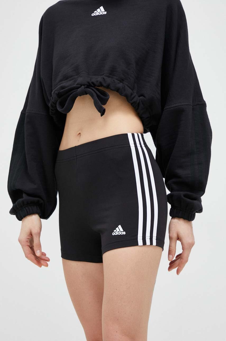 Kraťasy adidas dámské, černá barva, vzorované, high waist - černá -  90 % Bavlna