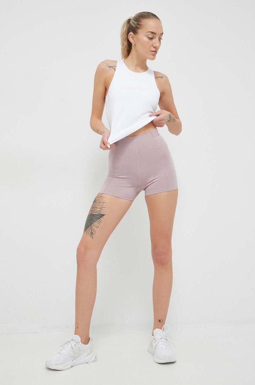 Tréninkové šortky Calvin Klein Performance Effect růžová barva, hladké, high waist - růžová -  