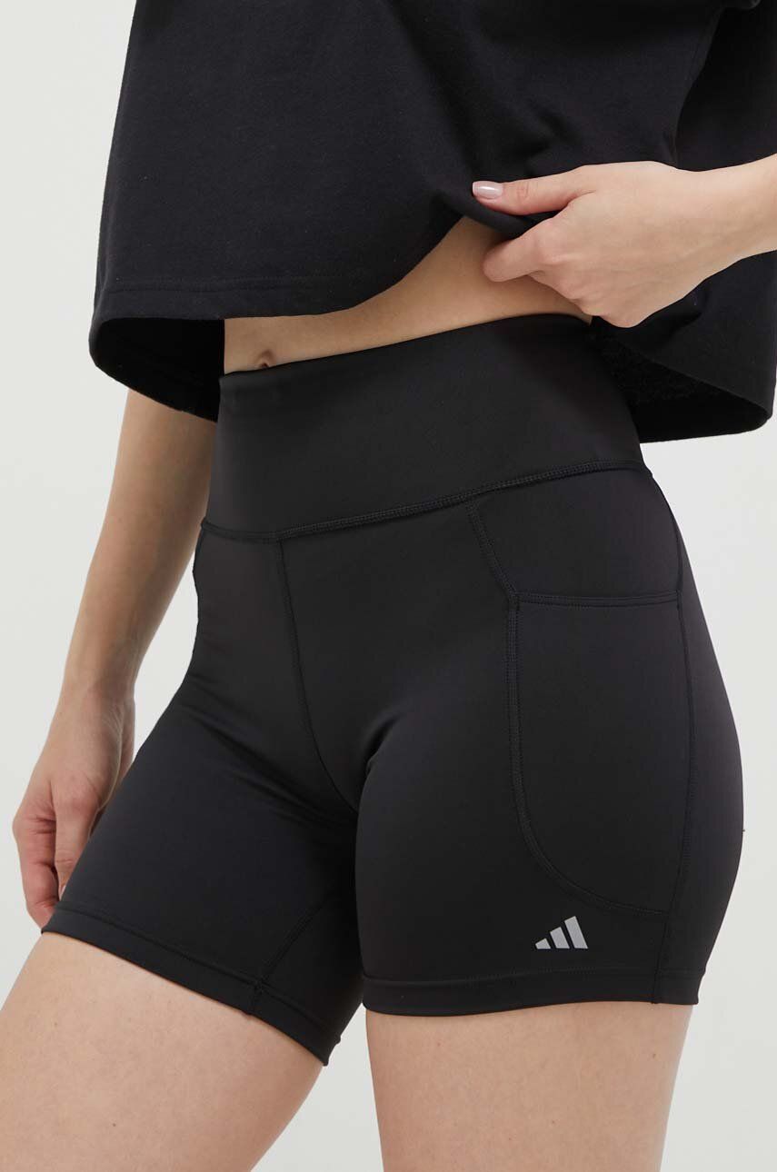 adidas Performance pantaloni scurți de alergare DailyRun culoarea negru, neted, high waist