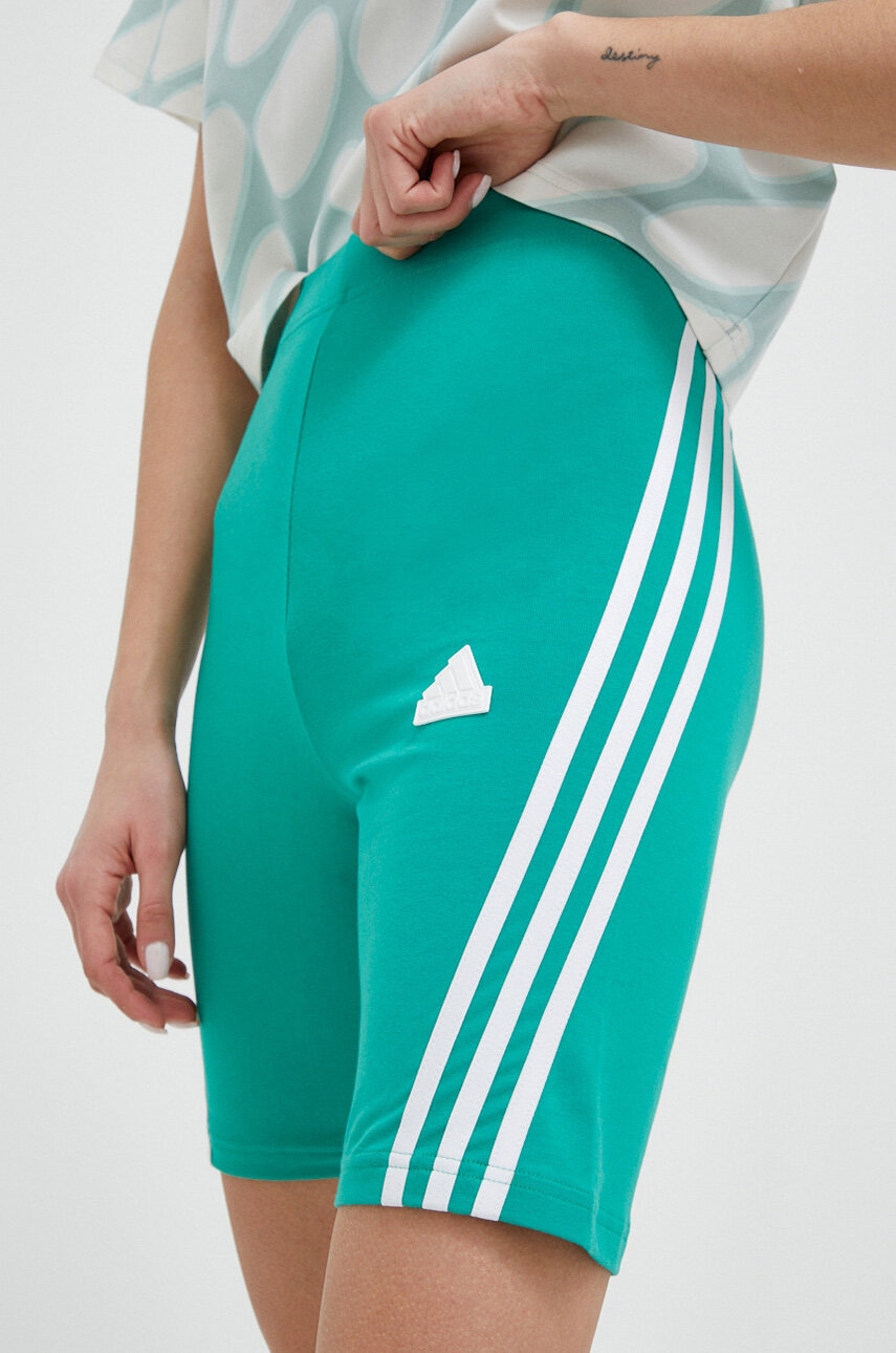 Levně Kraťasy adidas dámské, zelená barva, s aplikací, high waist