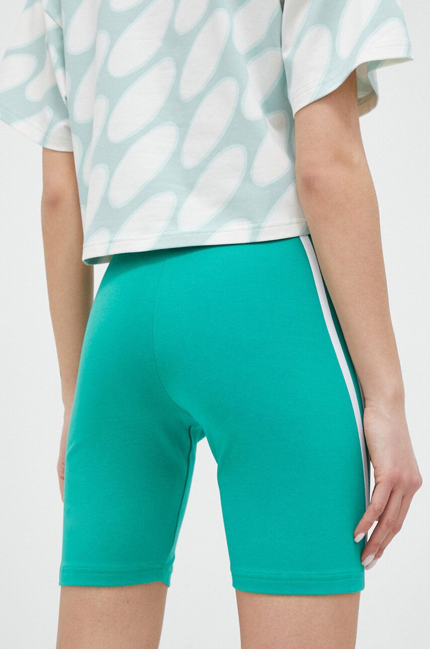 Adidas Pantaloni Scurti Femei, Culoarea Verde, Cu Imprimeu, High Waist