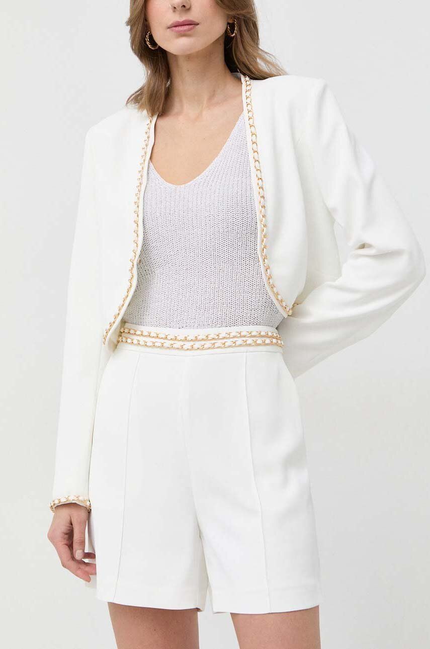 Kraťasy Marciano Guess dámské, bílá barva, s aplikací, high waist - bílá -  100 % Polyester