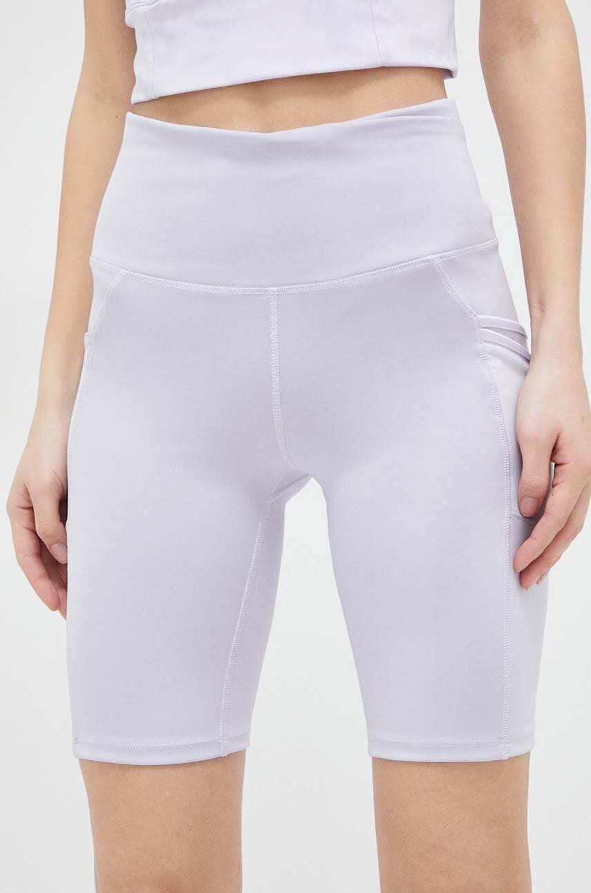 Columbia Pantaloni Scurti Sport Windgates Femei, Culoarea Violet, Neted, High Waist