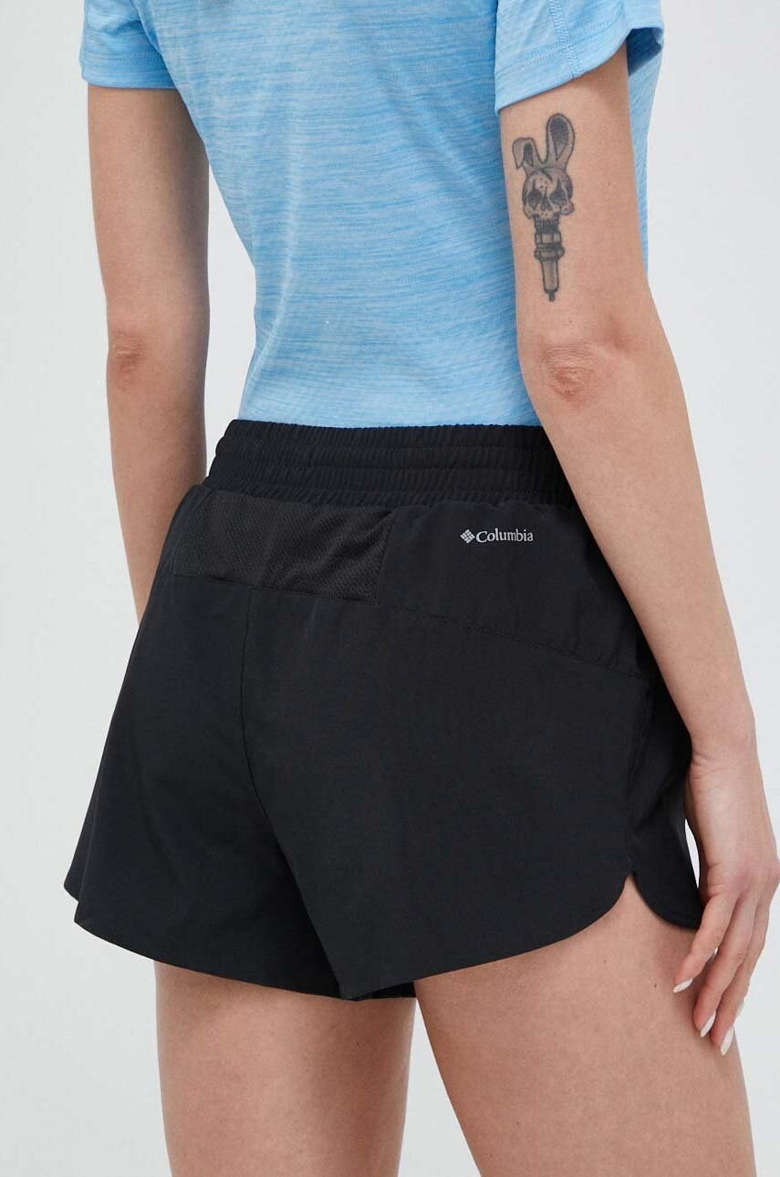 Columbia Pantaloni Scurti Sport Columbia Hike Femei, Culoarea Negru, Neted, High Waist