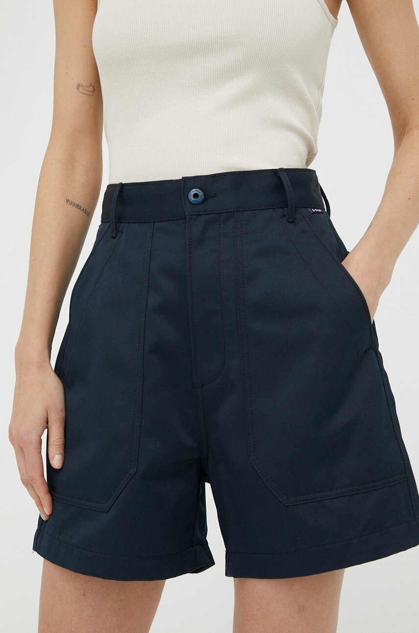 

Шорты G-Star Raw женские цвет синий однотонные высокая посадка