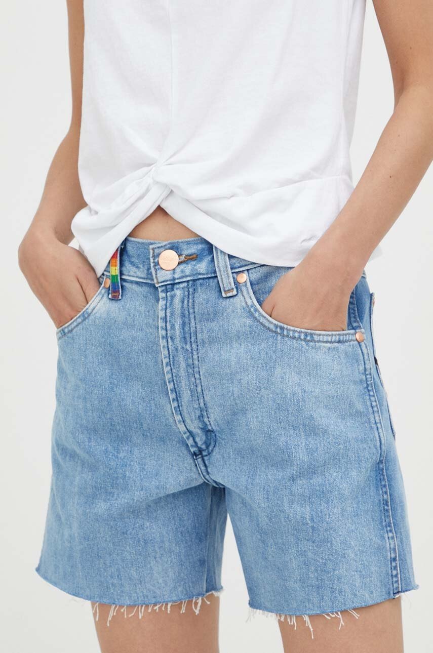 

Хлопковые шорты Wrangler однотонные высокая посадка