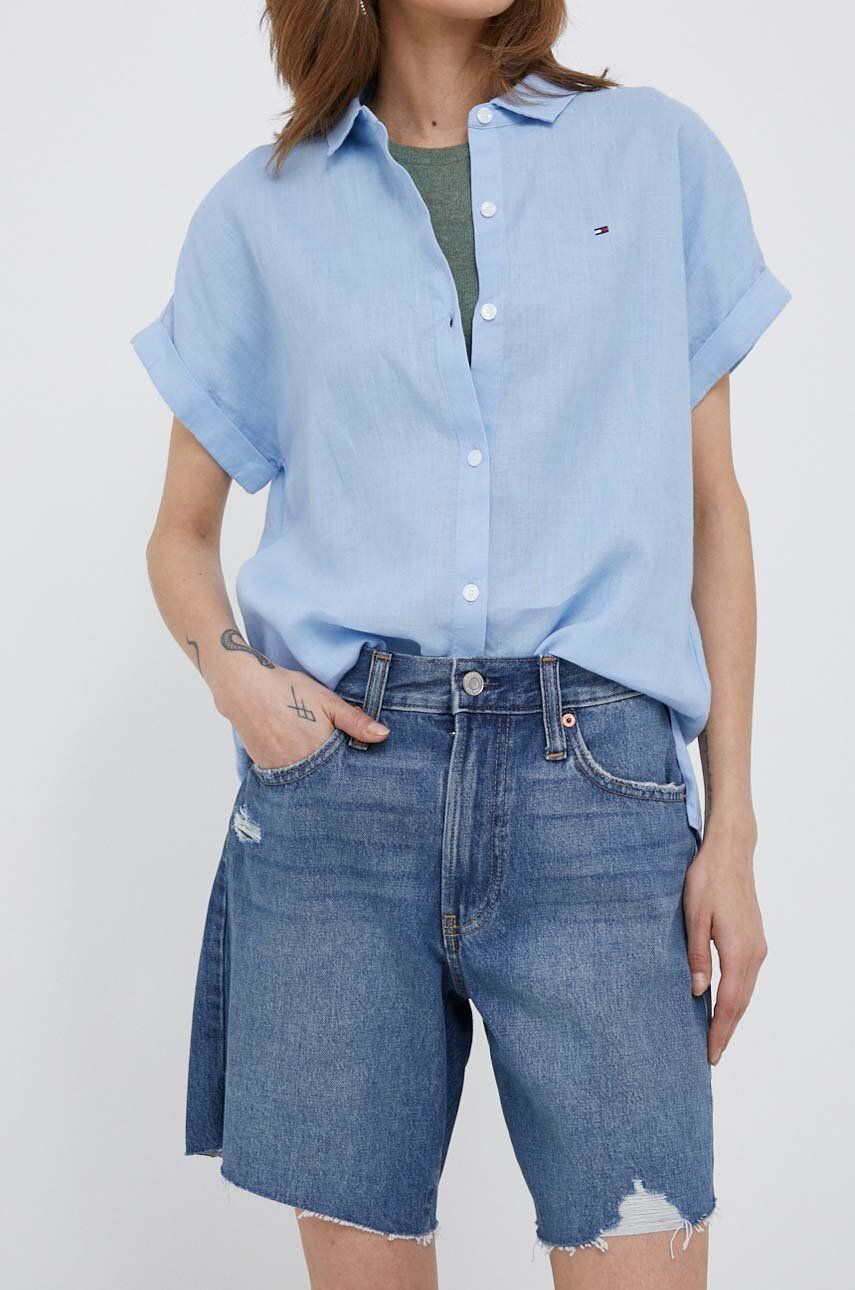 E-shop Džínové šortky GAP dámské, hladké, medium waist