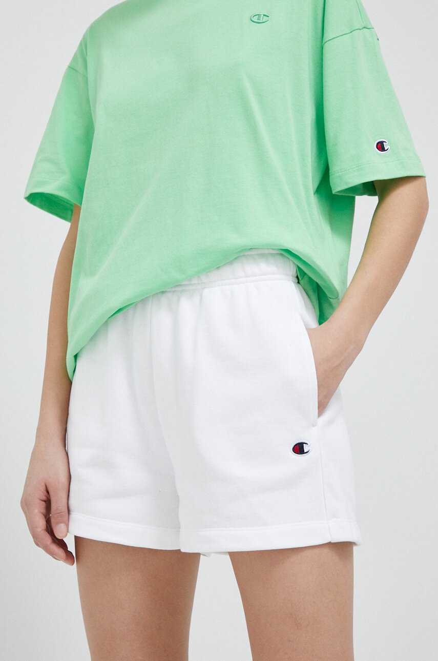 Champion Pantaloni Scurti Femei, Culoarea Alb, Neted, High Waist