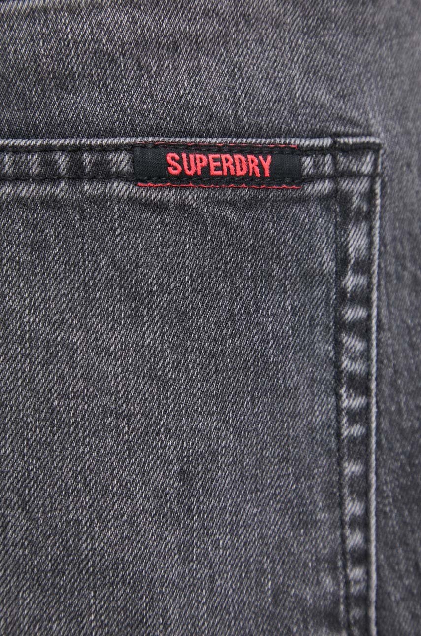 Джинсові шорти Superdry жіночі колір сірий однотонні висока посадка 