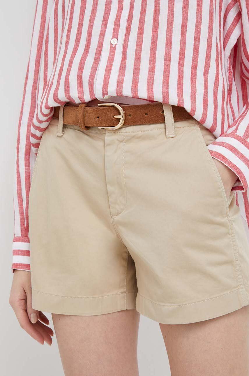 Gap Pantaloni Scurti Femei, Culoarea Bej, Neted, Medium Waist