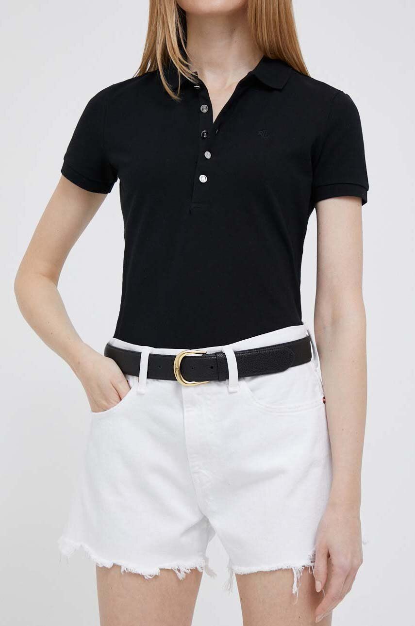 Džínové šortky Polo Ralph Lauren dámské, bílá barva, hladké, high waist - bílá -  100 % Bavlna
