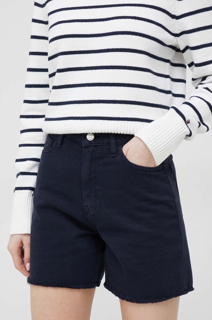 

Джинсові шорти Tommy Hilfiger жіночі колір синій однотонні висока посадка