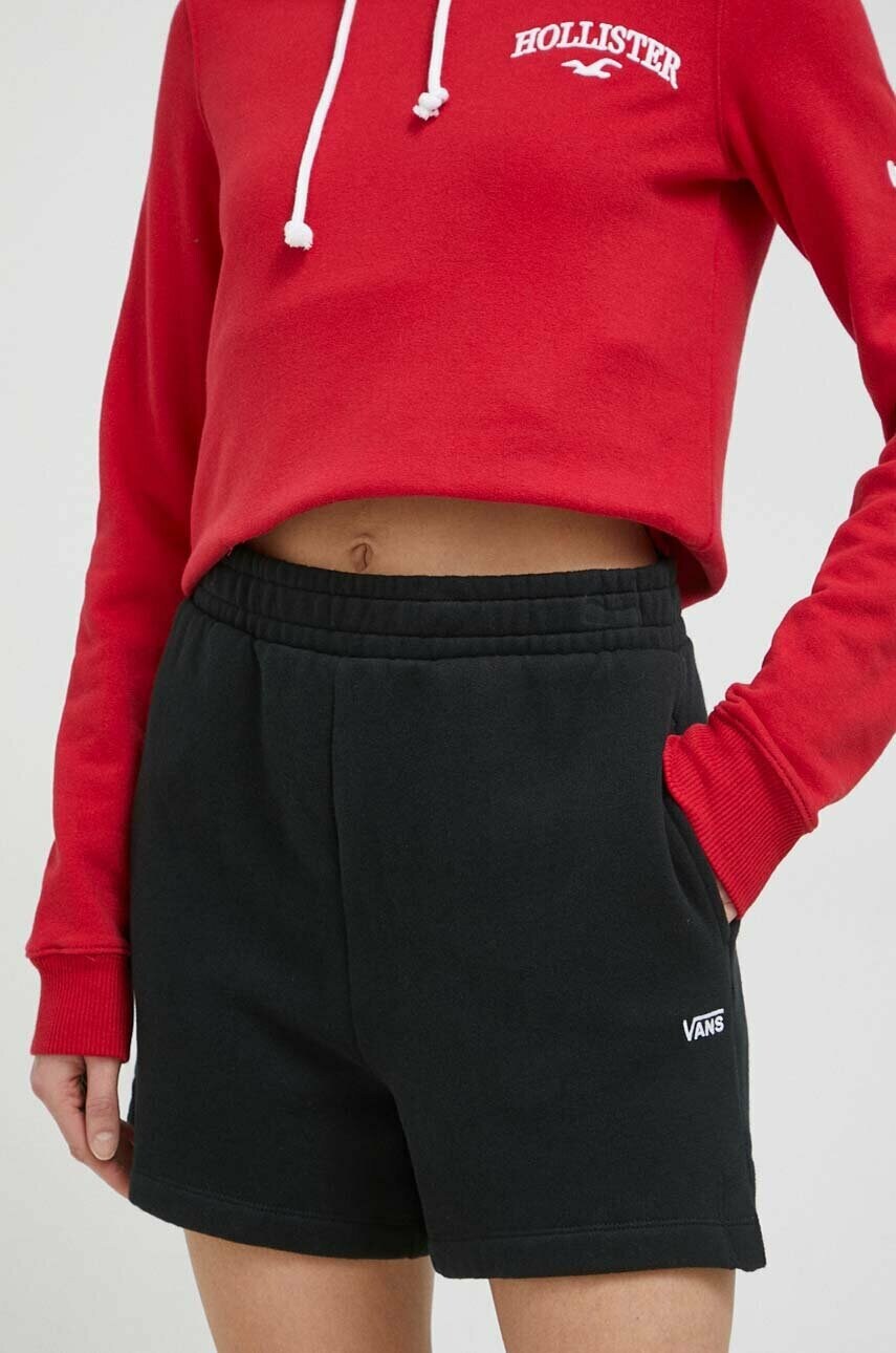 Kraťasy Vans dámské, černá barva, hladké, high waist - černá -  78 % Bavlna