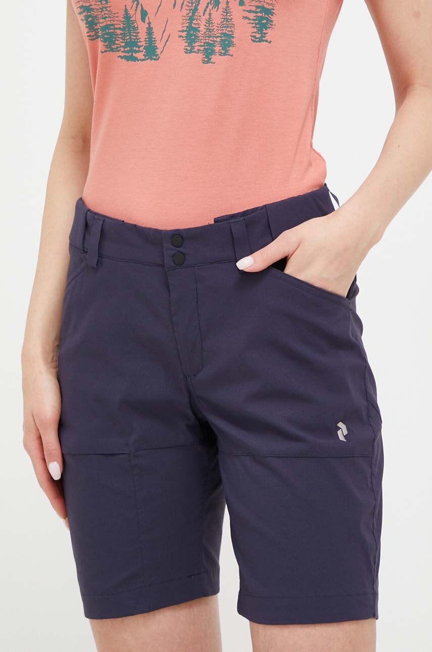 Peak Performance Pantaloni Scurti Outdoor Iconiq Culoarea Albastru Marin, Neted, Medium Waist