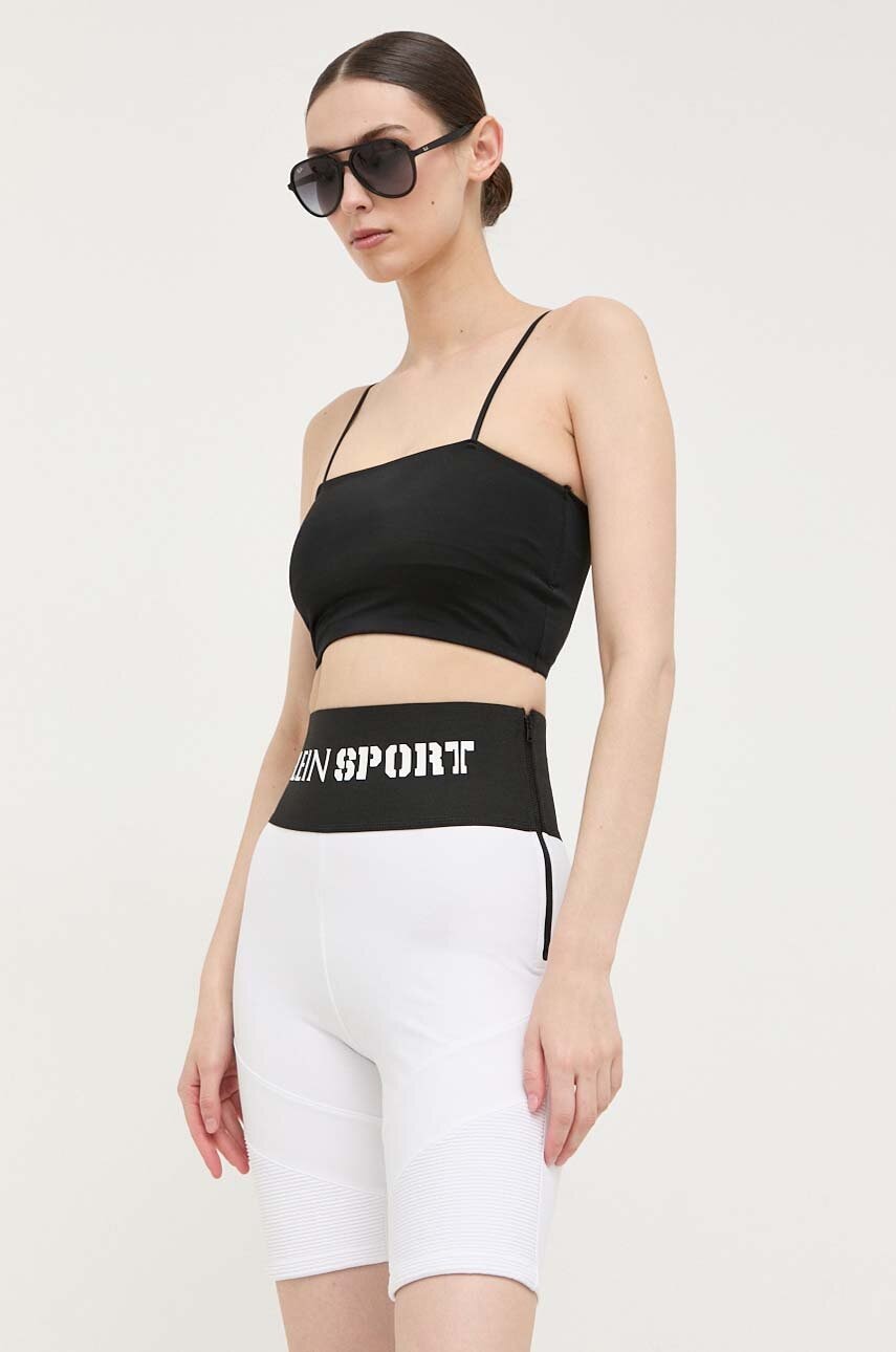 Levně Kraťasy PLEIN SPORT dámské, bílá barva, s potiskem, high waist