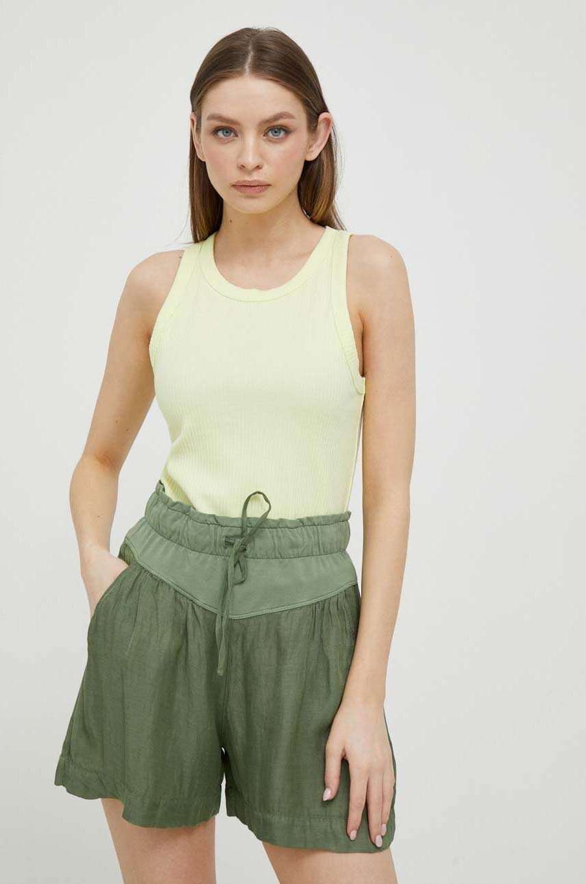 Deha Pantaloni Scurti Din Amestec De In Culoarea Verde, Neted, High Waist