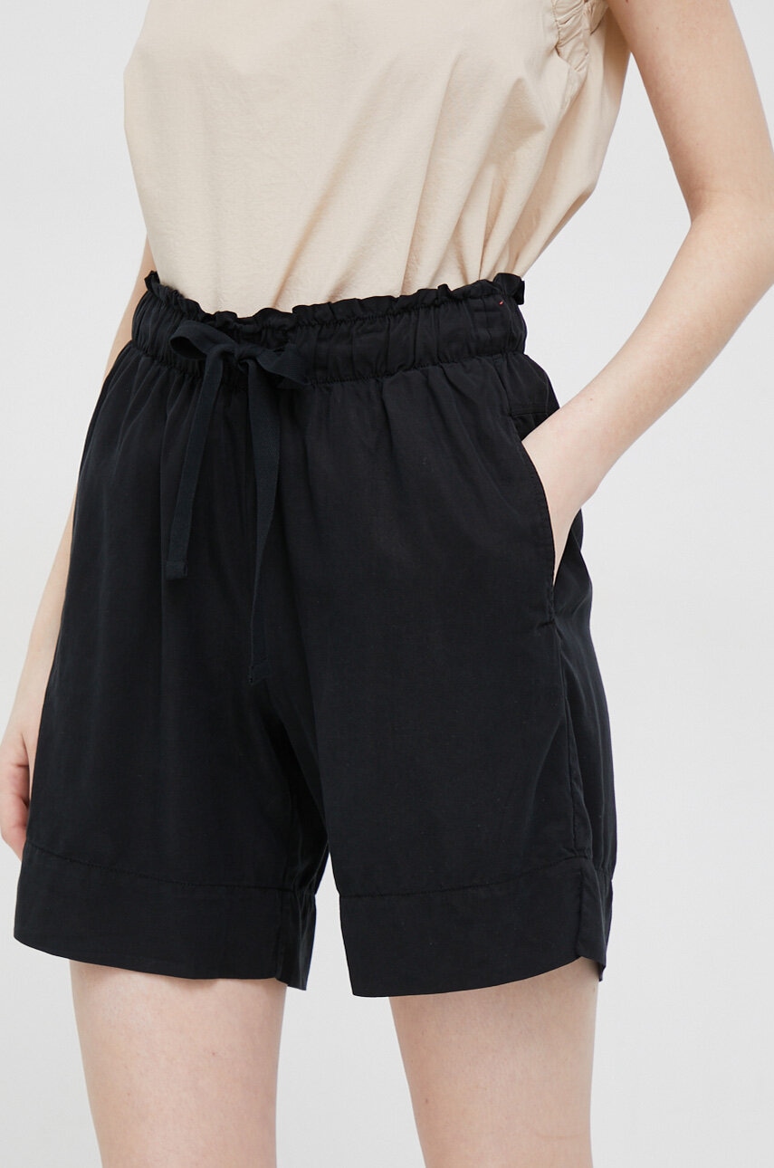 Deha Pantaloni Scurti Femei, Culoarea Negru, Neted, High Waist