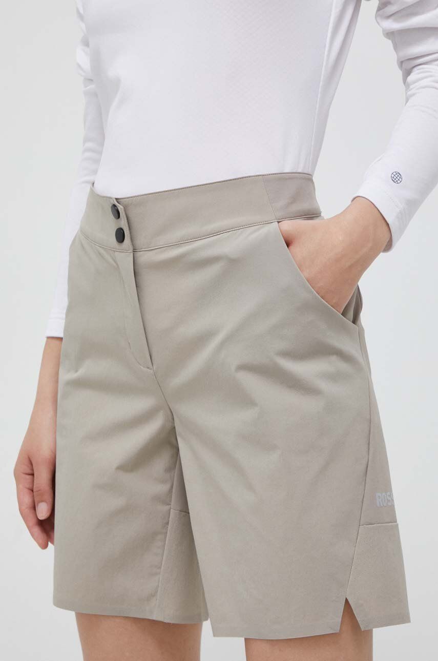 Rossignol pantaloni scurți outdoor culoarea bej, neted, high waist answear.ro