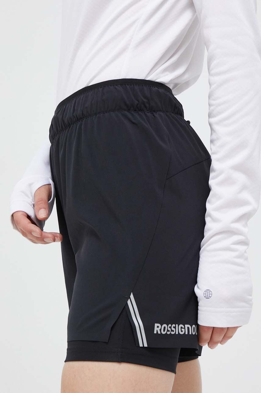 Sportovní šortky Rossignol dámské, černá barva, hladké, high waist - černá -  Materiál č. 1: 92