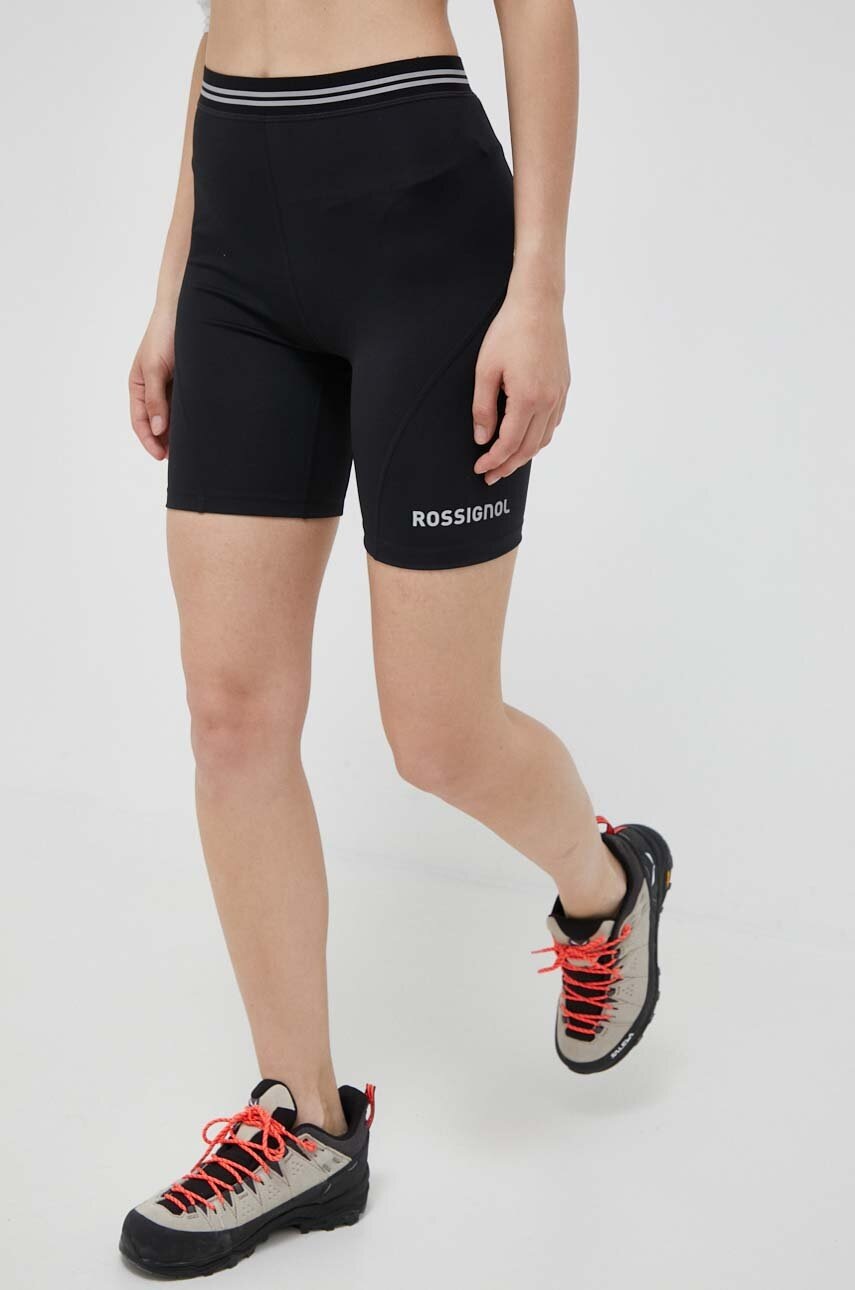 Kraťasy Rossignol dámské, černá barva, hladké, high waist - černá -  77 % Polyester